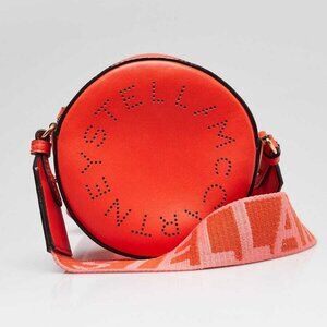 Stella McCartney Orange Faux Leather Mini Round Crossbody Bag